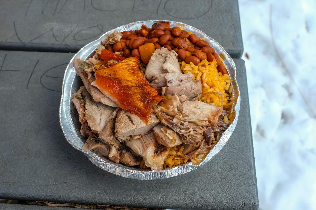 Pernil with rice and beans ($12)